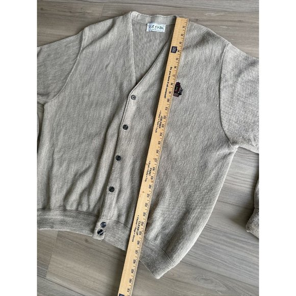 Vintage Izod Cardigan Men Sz XL Beige Button Up Long Sleeve‎ Made In USA Sweater - Picture 8 of 11